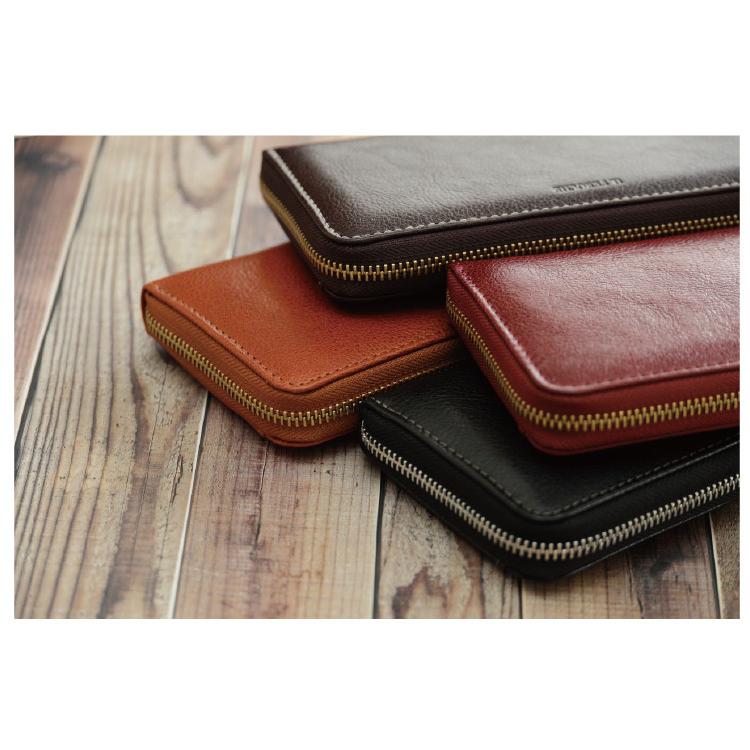 カーフレザー 長財布 ラウンドファスナー 本革 メンズ 男性 財布