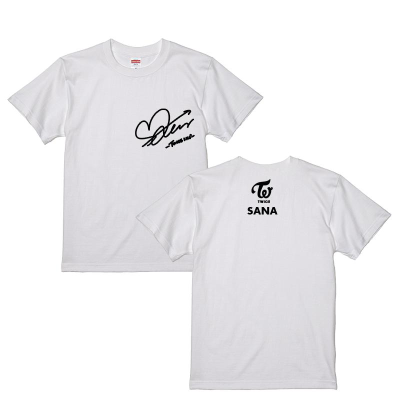 サナ トゥワイス TWICE サイン入り ロゴ入り ホワイト 白Tシャツ T