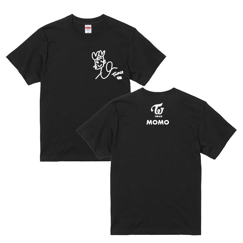 モモ トゥワイス TWICE サイン入り ロゴ入り ブラック 黒Tシャツ T