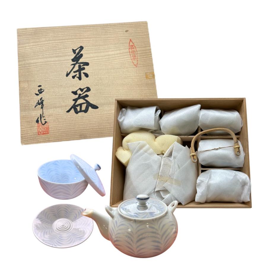 有田焼 西峰作 急須セット 5客 木箱入り 湯呑 急須 高級 焼物 陶器