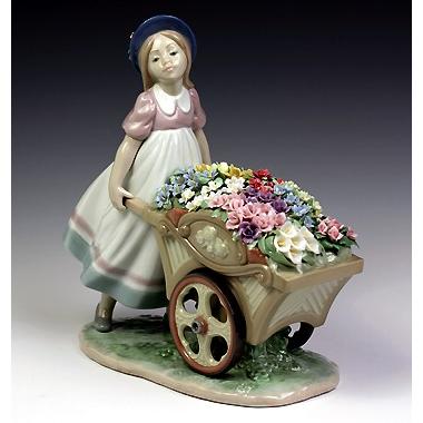 リヤドロ（Lladro リアドロ 陶器人形 置物） 花と少女 可愛いお花屋