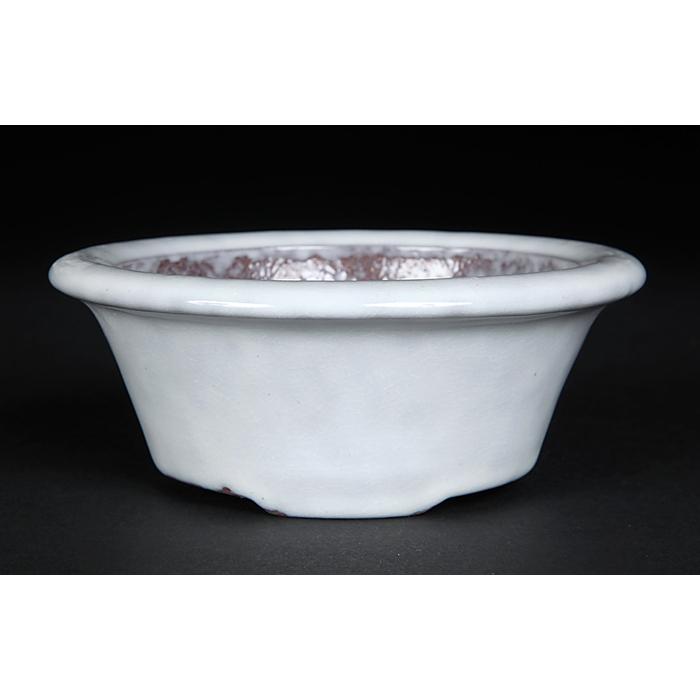 盆栽鉢 色鉢 白均釉外縁丸鉢 陶器 3号 10.5cm ホワイト 小品盆栽 ミニ