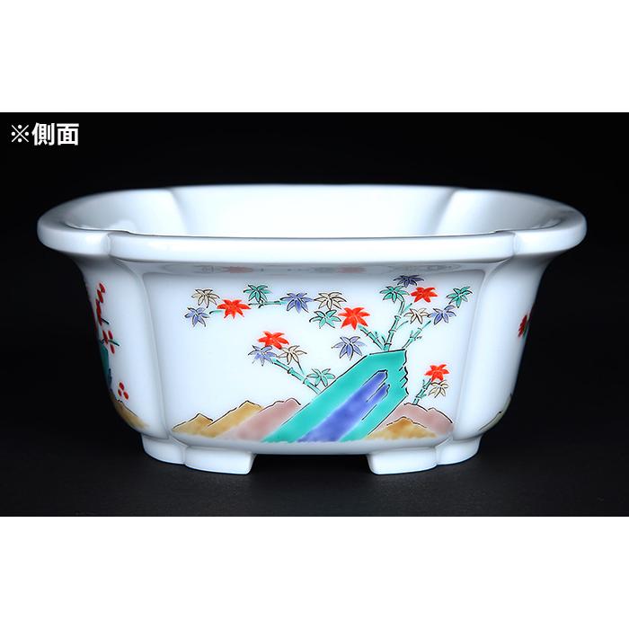 十五代柿右衛門色絵松竹梅外縁木瓜式鉢 盆栽鉢 鉢 植木鉢 盆器 有田焼