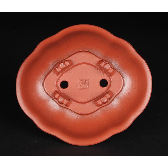 盆栽鉢 「壱興紅泥木瓜式鉢」 植木鉢 作家鉢 一弘 壱興造記 常滑 共箱