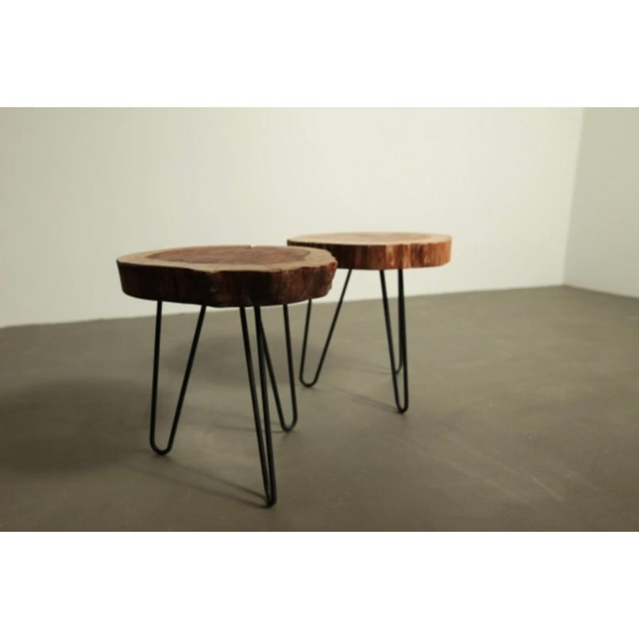 天然木 アイアン＆切り株 スツール 鉄脚 チェア サイドテーブル 1点