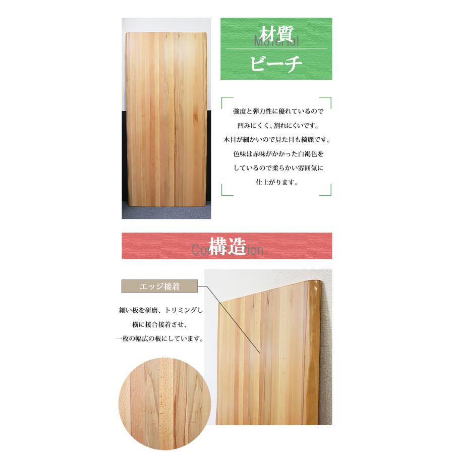 天板 デスク テーブル 天板のみ ビーチ材 W1800×D800×H30mm ビーチ