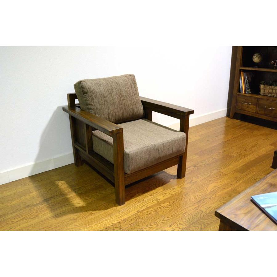 ソファ 1人掛け チーク無垢材 幅75 アジアン家具 北欧 木製フレーム