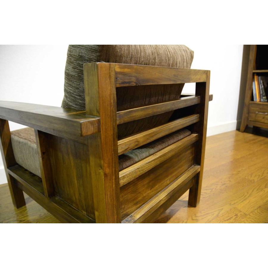 ソファ 1人掛け チーク無垢材 幅75 アジアン家具 北欧 木製フレーム