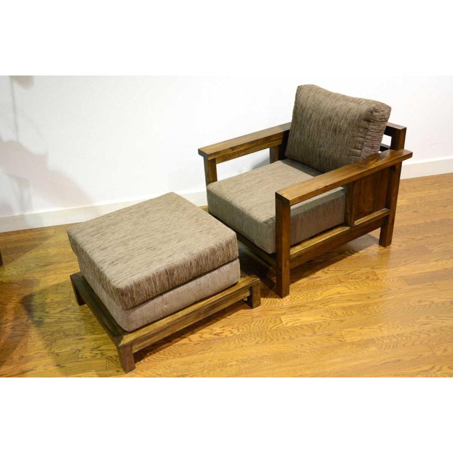 ソファ 1人掛け チーク無垢材 幅75 アジアン家具 北欧 木製フレーム