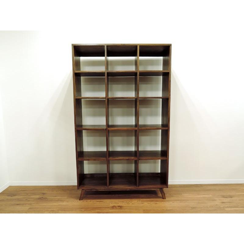 オープンラック チーク 無垢 幅110cm ブックシェルフ アジアン 北欧