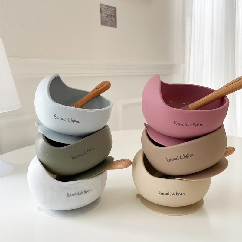 ひっくり返らない 吸盤付き ボウル スプーンセット kawaii&born 吸盤