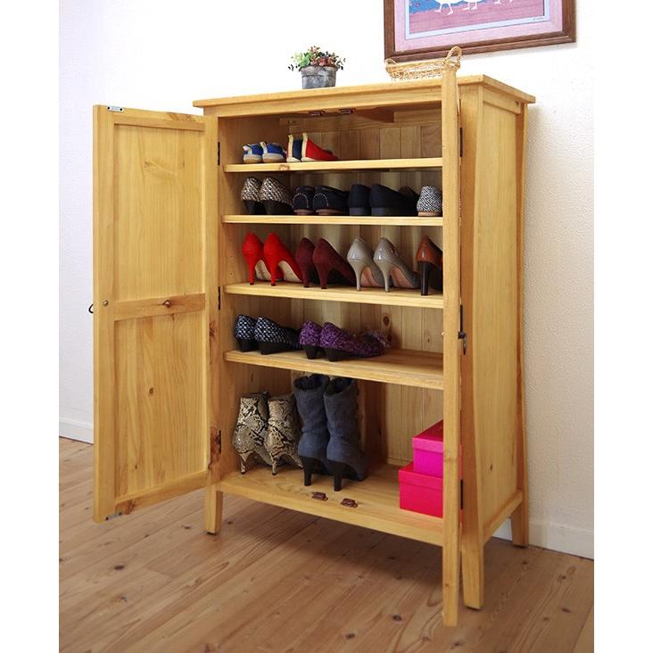 無垢キャビネット 木製扉 Valencia リング取っ手 高さ120cm 食器棚