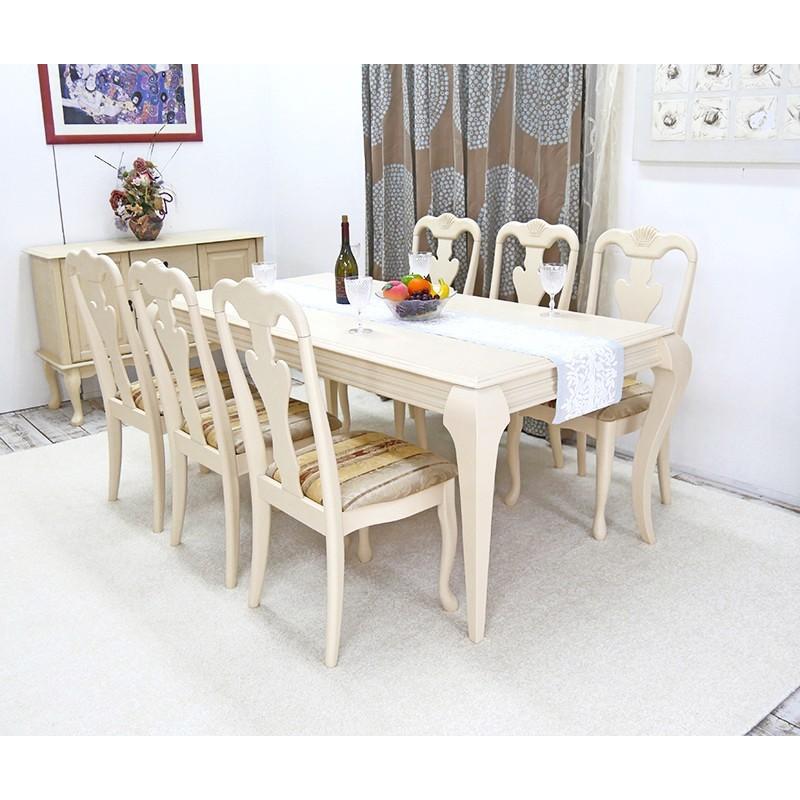 猫脚 ダイニングテーブル7点セット テーブル180cm チェア6脚セット