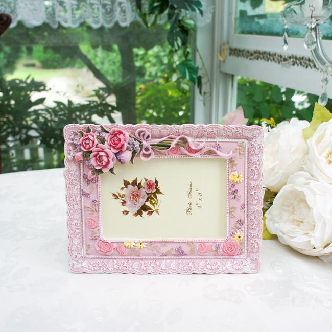 フォトフレーム 写真立て 縦横両用 ローズブーケ ピンク アイボリー