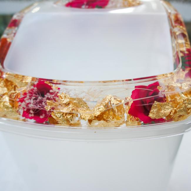 ゴミ箱 ダストボックススイング蓋付き アクリル水中花 薔薇