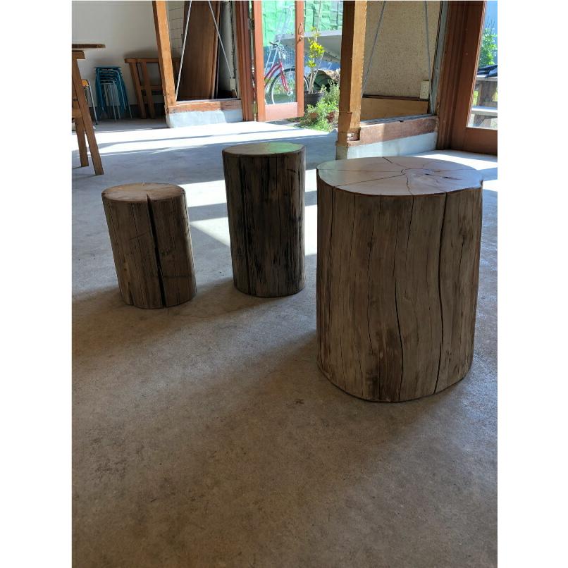 丸太 切り株 椅子 スツール 無垢 ヒバ 2個セット 日本製 直径20×高30