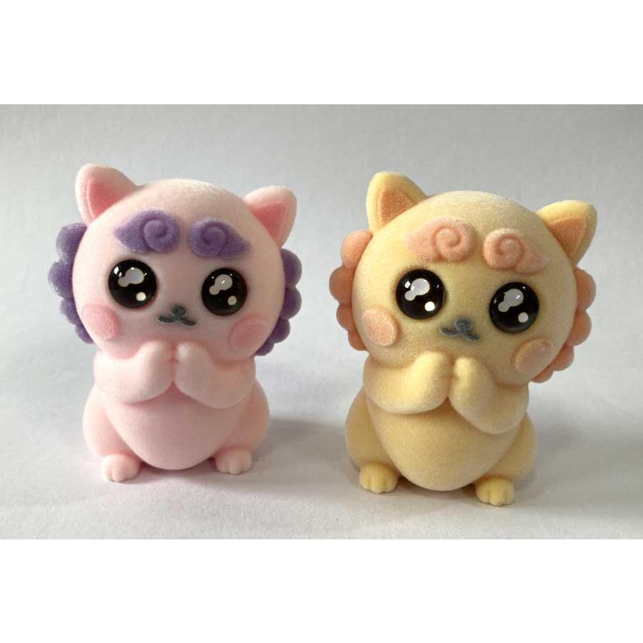 シーサー置物 おねだりおねがい ピンク イエロー 2個セット : okinawa