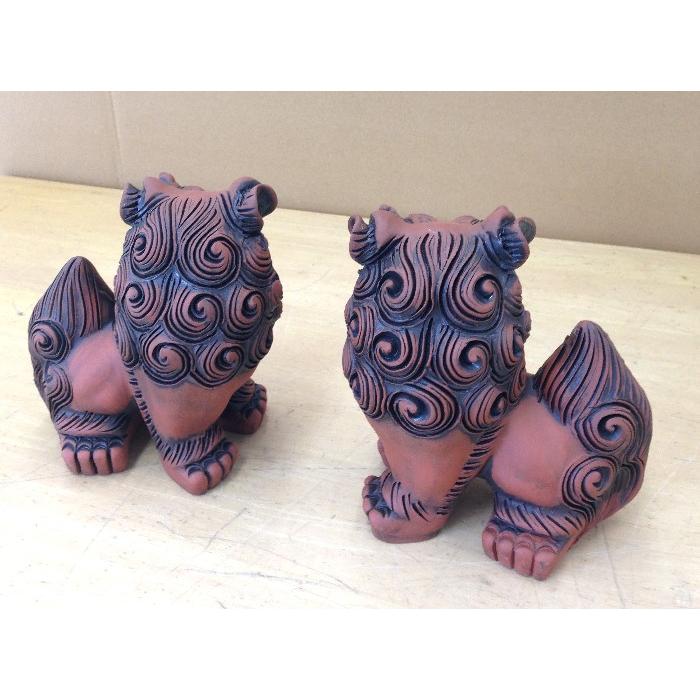 シーサー置物 手造り中立マンガン焼き 琉球焼 ペアシーサー 沖縄伝統