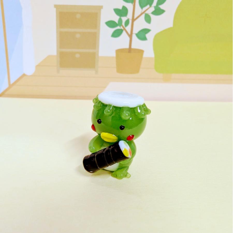 ガラス細工 カッパと恵方巻 ミニチュア 雑貨 置物 小物 河童 節分