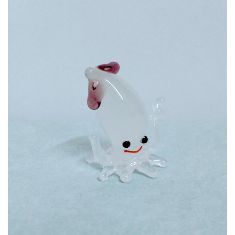 ガラス細工 イカ（M) ミニチュア 置物 雑貨 魚 海 小物 : きたのガラス