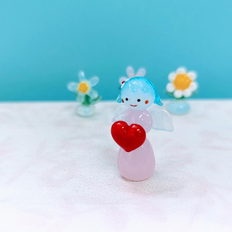 ガラス細工 ハートの妖精 ミニチュア 雑貨 置物 小物 天使 : きたの