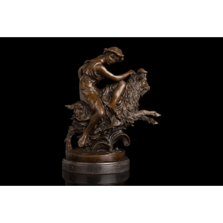 大人気ブロンズ像 山羊に乗る乙女 インテリア 彫刻 銅像 : 永楽美術