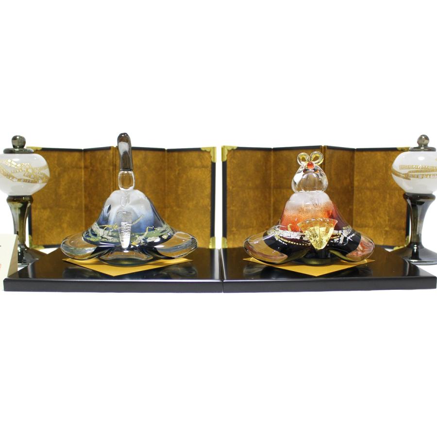 ガラスのお雛様 富士雛 (ふじびな) 雪洞 (ぼんぼり) 付き glass calico