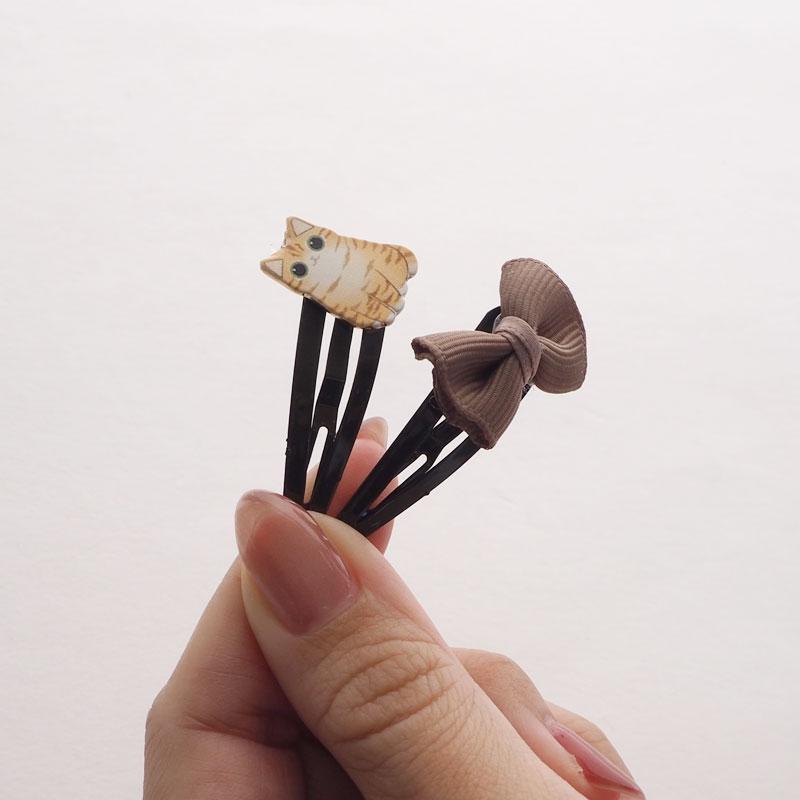 ヘアピン セット ねこ リボン 猫 ネコ 日本製 国産 パッチンピン ヘア