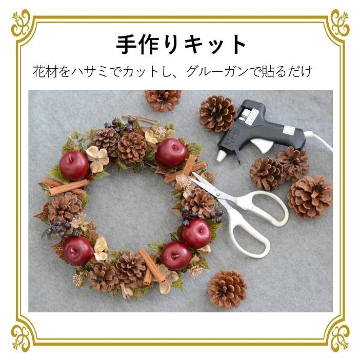 リース 手作りキット 25cm木の実とりんご 玄関 玄関リース 造花