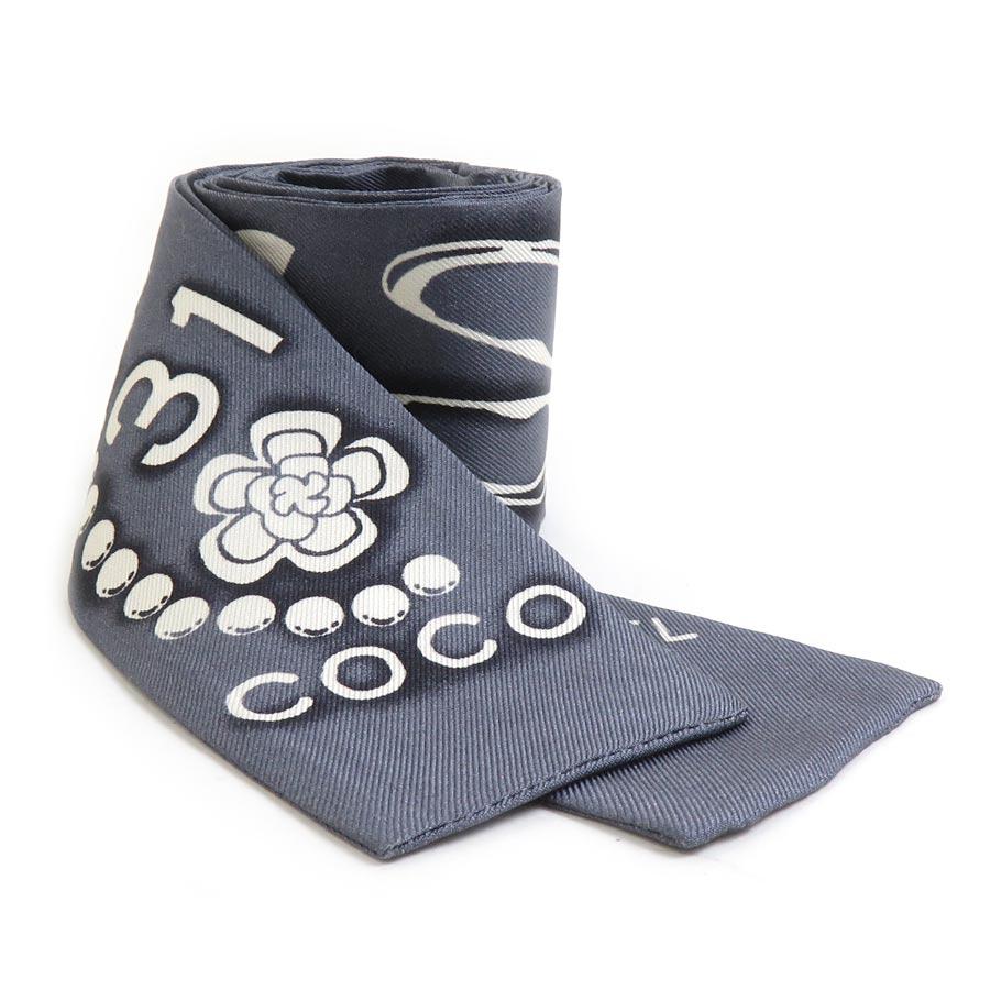 CHANEL（シャネル） スカーフ リボンスカーフ シルク ネイビー