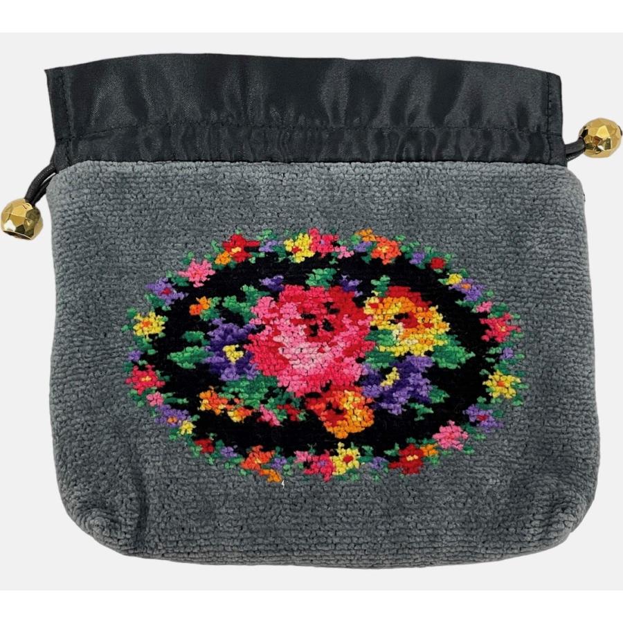 feiler（フェイラー） 未使用 ポーチ 巾着 グレー 花柄 フラワー