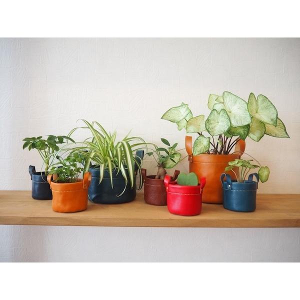 レザー 鉢カバー ミニサイズ 2号 栃木レザー 小物入れガーデニング