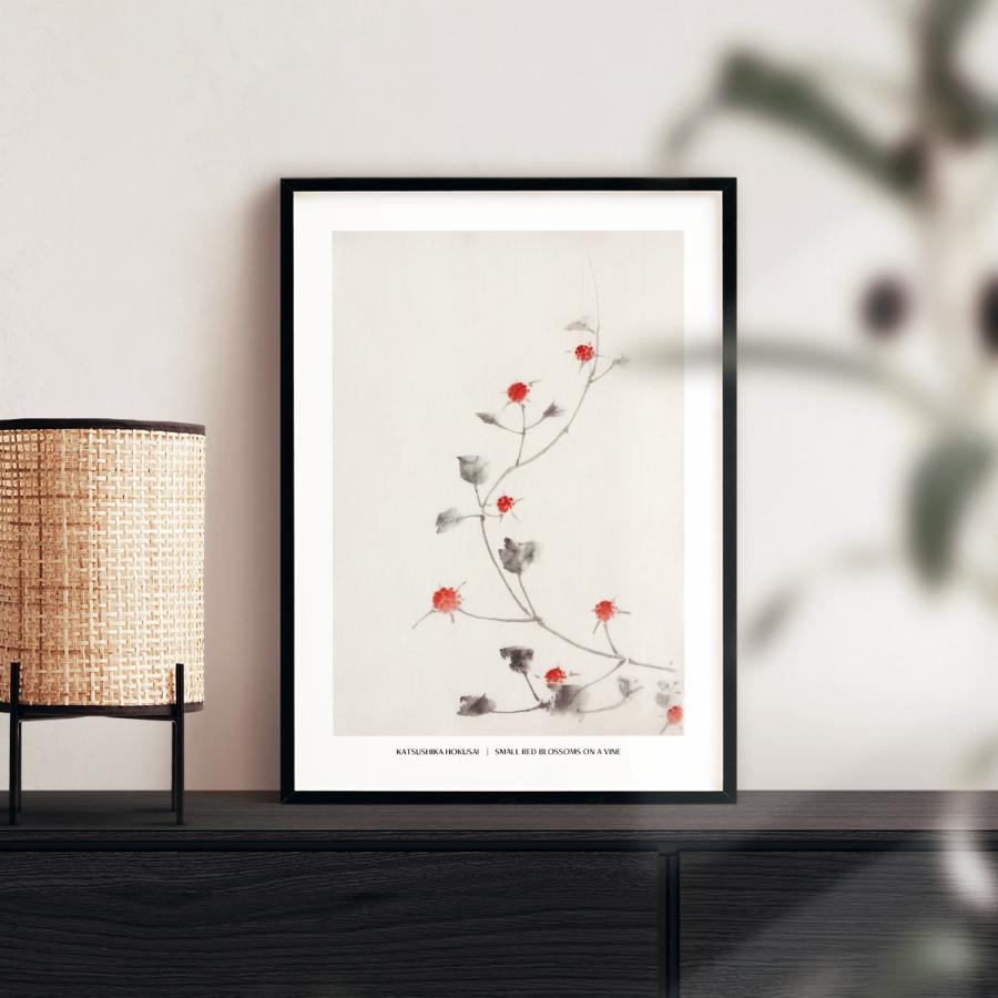 アートポスター 葛飾北斎 蔦に小さな赤い花 和室 和モダン 和風 絵画