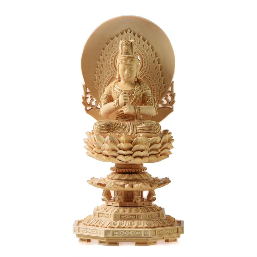 仏像 仏壇用 高級 柘植 つげ材 八角台座 2号座像 金泥仕上 ns sr 座