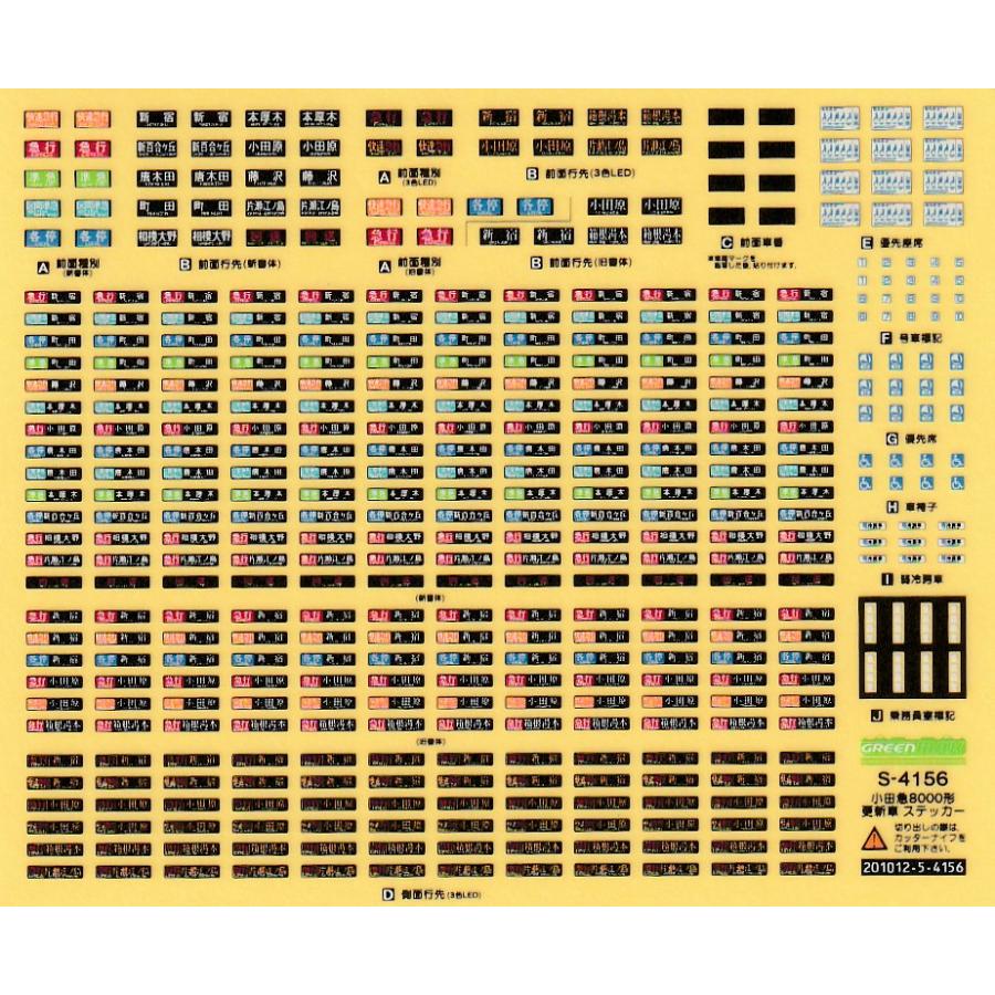 グリーンマックス S-4156 小田急8000形 更新車ステッカー : グリーン