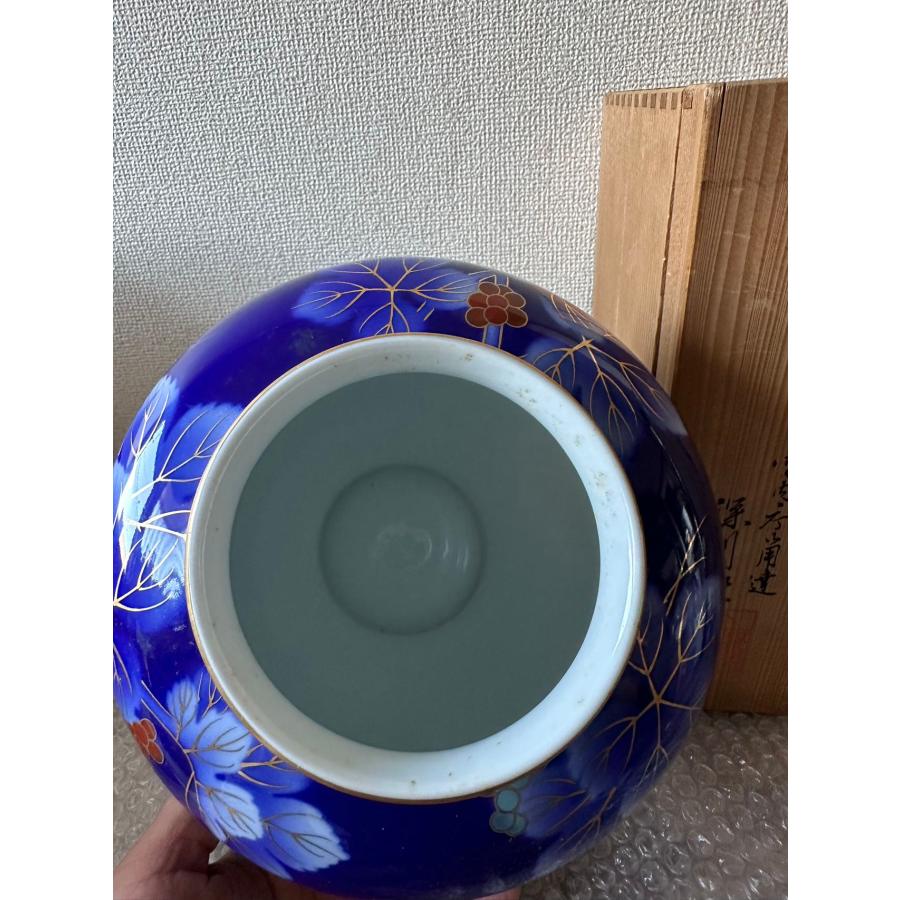 宮内庁御用達 深川製磁 金彩瑠璃葡萄文 花瓶 花器 金彩 FUKAGAWA 高級
