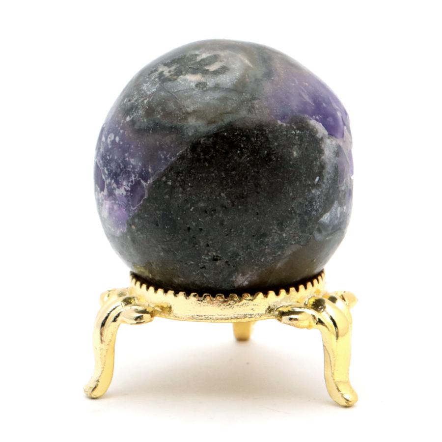 GOLD STONE アメジスト 笑口 丸玉 直径39mm 65g 台座付き ジオード 1点