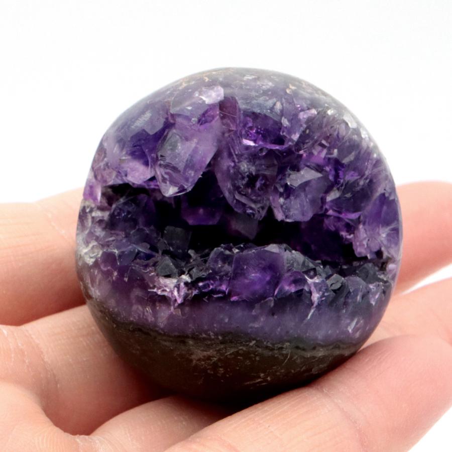 GOLD STONE アメジスト 笑口 丸玉 直径39mm 65g 台座付き ジオード 1点