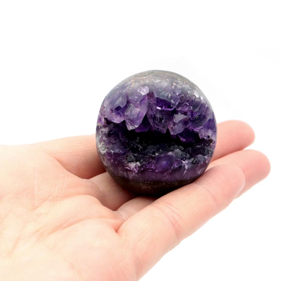 GOLD STONE アメジスト 笑口 丸玉 直径39mm 65g 台座付き ジオード 1点