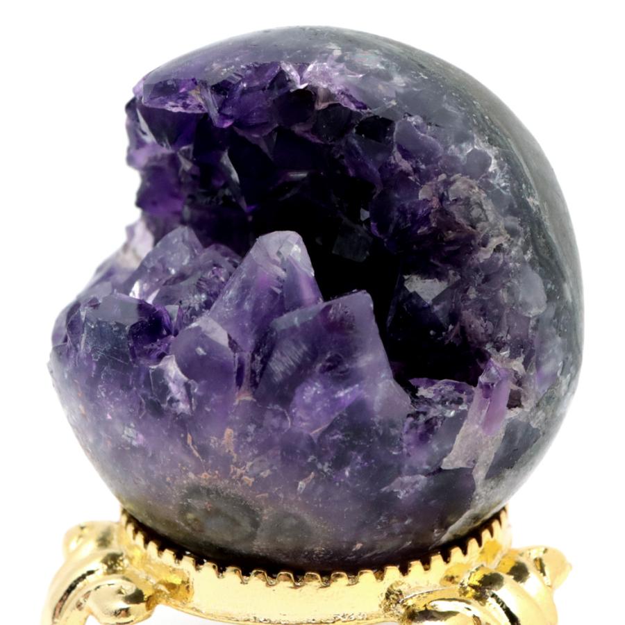 GOLD STONE アメジスト 笑口 丸玉 直径39mm 65g 台座付き ジオード 1点