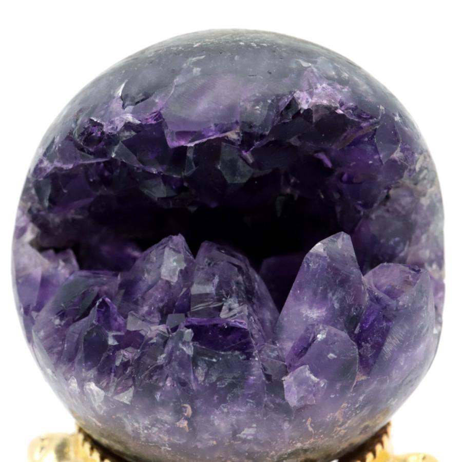 GOLD STONE アメジスト 笑口 丸玉 直径39mm 65g 台座付き ジオード 1点