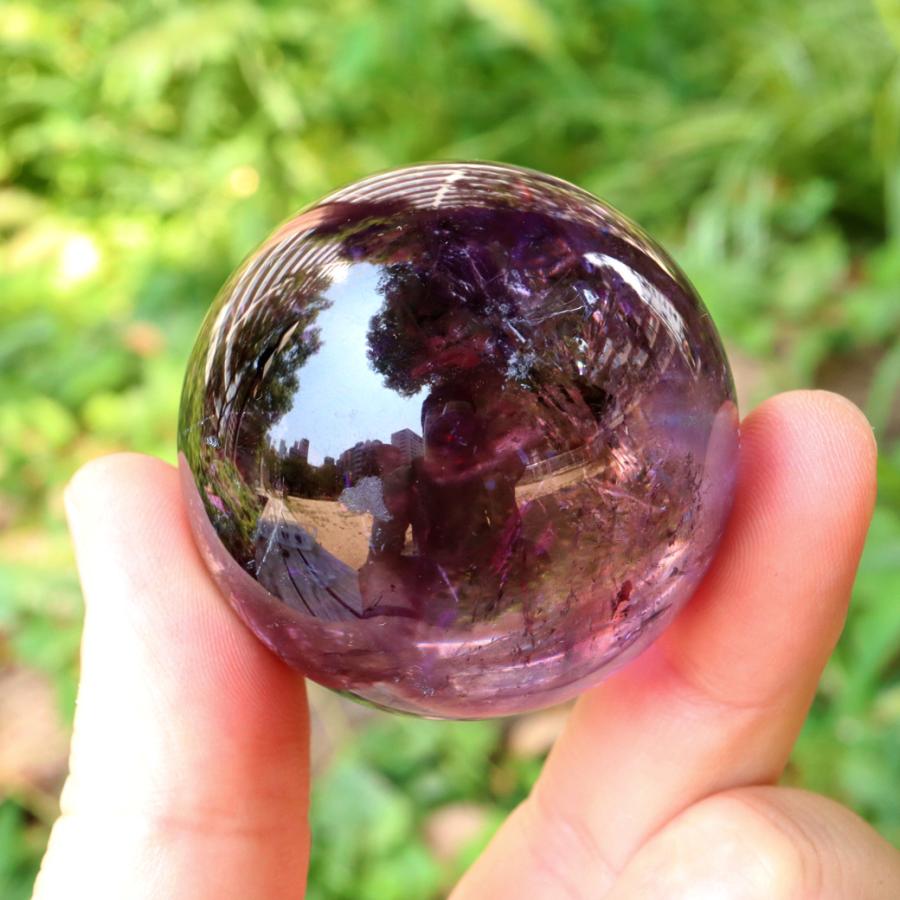 GOLD STONE アメジスト 紫水晶 丸玉 虹入り レインボー ブラジル