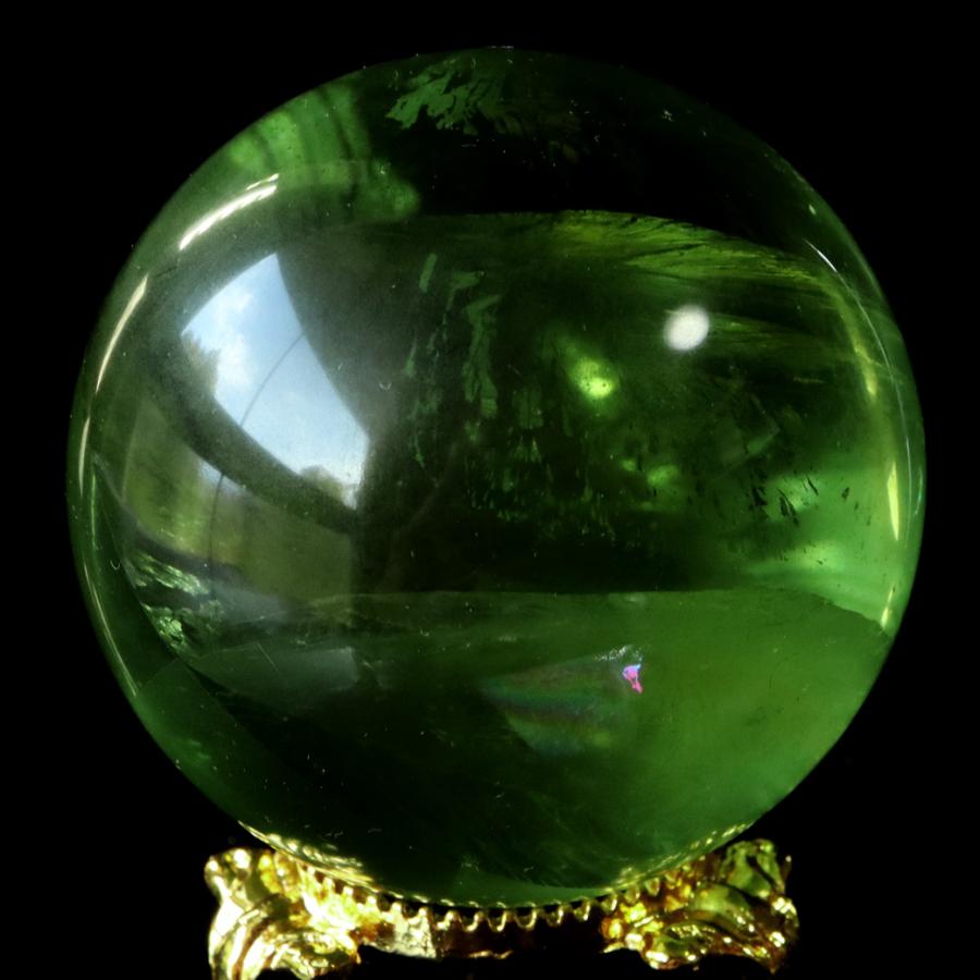 グリーン フローライト AAAAA 丸玉 直径 約51mm 虹入り レインボー