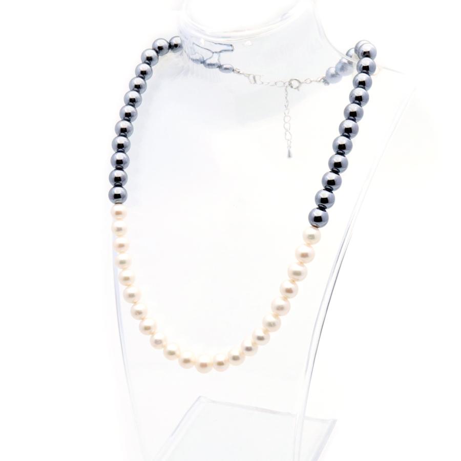 GOLD STONE 天然淡水パール 真珠ネックレス テラヘルツ鉱石 本物 8mm