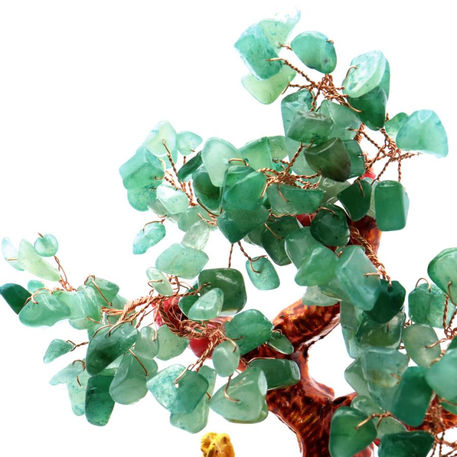 GOLD STONE 招財樹 壺型 アベンチュリン 龍 風水置物 インテリア 金運