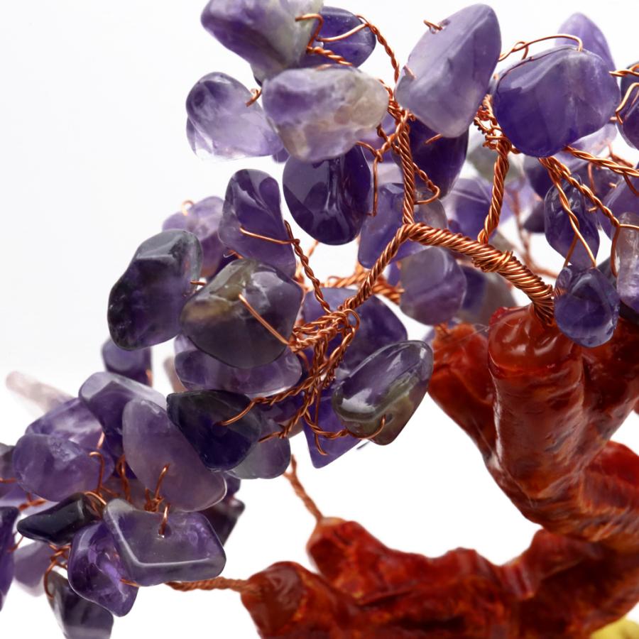 GOLD STONE 招財樹 壺型 アメジスト 紫水晶 龍 風水置物 インテリア 金