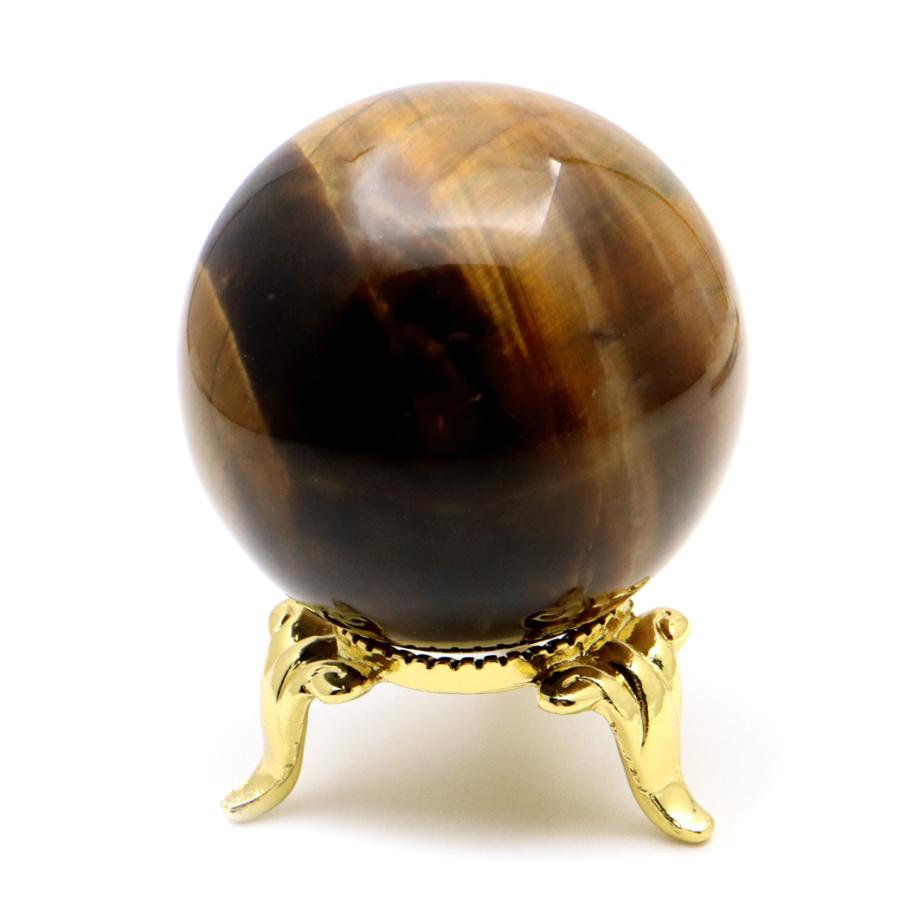 GOLD STONE タイガーアイ 丸玉 40mm 虎目石 台座付き スフィア 天然石
