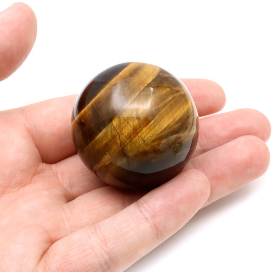GOLD STONE タイガーアイ 丸玉 40mm 虎目石 台座付き スフィア 天然石