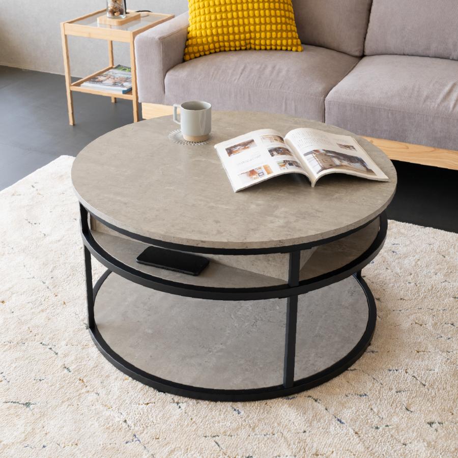 GOOD LIFE INTERIOR リフトアップテーブル ローテーブル 円形 80cm 高