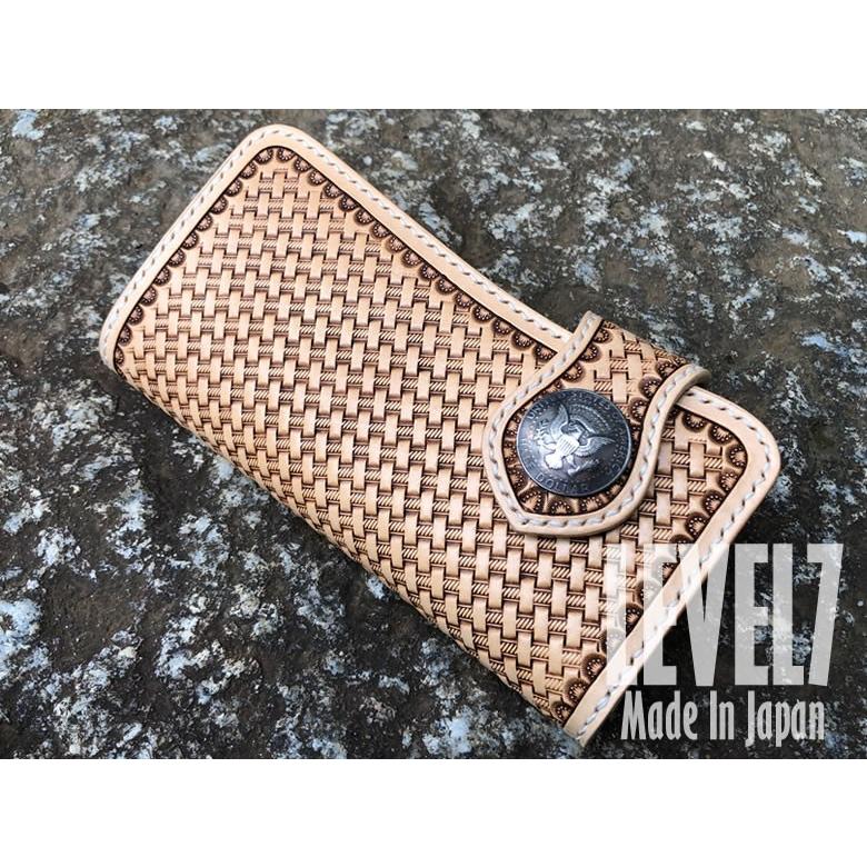 長財布/ハンドメイドロングウォレット バスケットカービング